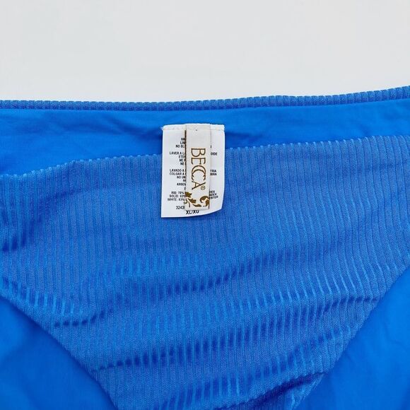 Becca Swimwear Blue Ribbed Detailing Bikini Bottom - Picture 3 of 5